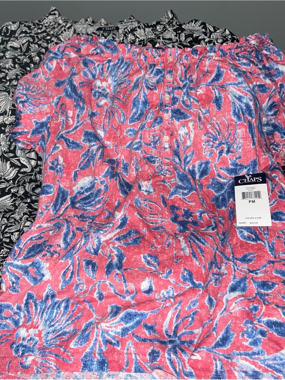 2 nwt womens pm Chaps Floral peasant style tops